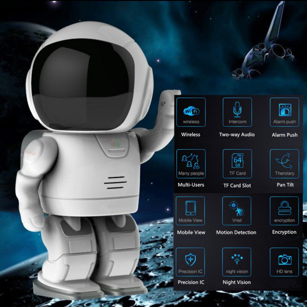 Astronaut Robot WiFi Security Camera – 360° Smart Baby & Home Monitor